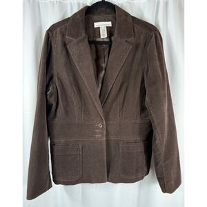 Jones New York‎ Sport Brown Corduroy Blazer Jacket Womens L Career